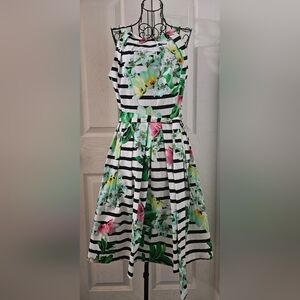 Chetta B Floral And Striped Sundress